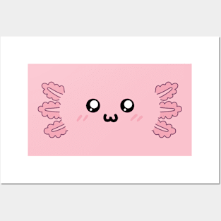 Axolotl Face / Funny Axolotl Shirt / Kawaii Axolotl Face / Pink Blushing Axolotl With Cute Eyes / Cute Axolotl Lover Gift Posters and Art